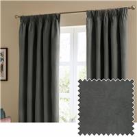Furn Ultimate Velvet Blackout Pencil Pleat Curtains - Charcoal - 229x183cm