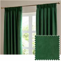 Furn Ultimate Velvet Blackout Pencil Pleat Curtains - Emerald Green - 229x183cm