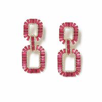 Freedom Pink Crystal Link Drop Earrings