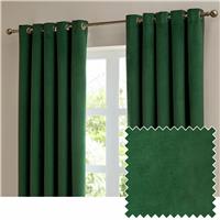 Furn Ultimate Velvet Blackout Eyelet Curtains - Emerald Green - 168x183cm