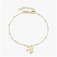 Revere 9ct Gold Plated Silver Pearl Seahorse Charm Bracelet