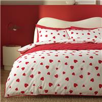 Argos Home Red Hearts White Bedding Set - Double