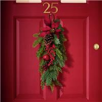 Argos Home Red Poinsettia Berry & Pinecone Christmas Swag