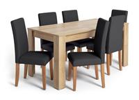Argos Home Miami XL Extending Table & 6 Black Chairs