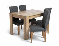 Argos Home Miami 4-6 Seater Dining Table & 4 Charcoal Chairs