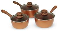 JML Copper Stone Pan 3 Piece Pan Set with Lids - Brown