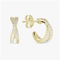 Revere Gold Plated Sterling Silver Crossover Stud Earrings