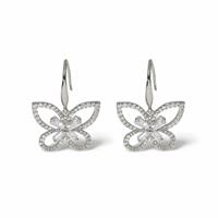 Freedom Silver Crystal Mini Butterfly Drop Earrings