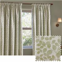 Wylder Grace Leaf Floral Pencil Pleat Curtains - Sage Green - 168x183cm