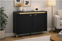 Furniture To Go Genoa 2 Door Sideboard - Black Matt/Gold