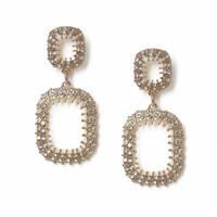Freedom Gold Tone Crystal Double Link Drop Earrings