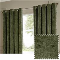 Paoletti Lustre Velvet Eyelet Curtains - Green - 168x183cm