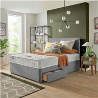 Silentnight Travis Kingsize Comfort 2 Drawer Divan Bed & Headboard - Grey