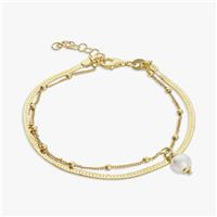 Revere 9ct Gold Plated Double Strand Pearl Bracelet