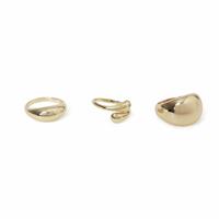 Freedom 3 Pack Gold Tone Smooth Rings - Medium