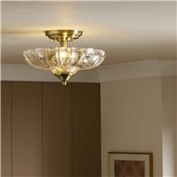 Argos Home Brigitte Pressed Glass Uplighter Flush Ceiling Light - Brass