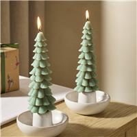 Argos Home Medium Pack of 2 Tree Dinner Taper Candles - Unscented