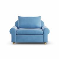 Habitat Whitby Velvet Cuddle Chair - Sky Blue- Ash Leg