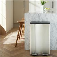 Habitat 60 Litre Twin Compartment Kitchen Pedal Bin - Stainless steel