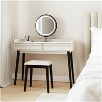 GFW Phoebe 2 Drawer Dressing Table With Stool - White