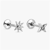 Revere Surgical Steel Star Flatback Stud Earrings - Set of 2