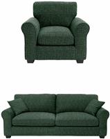 Argos Home Lisbon Fabric Chair & 4 Seater Sofa - Green