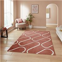 Catherine Lansfield Linear Curve Terracotta Rug- 160x230cm