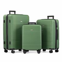 VonHaus 3pc 4 Wheel Hard Suitcase - Green
