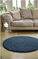 Buddy Round Midnight Blue Shaggy Rug - 100cm