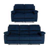 Argos Home Toby Velvet 2 & 3 Seater Recliner Sofa - Navy