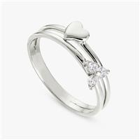 Revere Sterling Silver Heart Double Band Ring - Medium