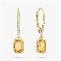 Revere Gold Plated Silver Citrine Stone Drop Earrings