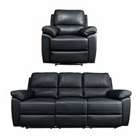 Argos Home Toby Chair & 3 Seater Recliner Sofa - Black