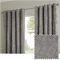 Paoletti Lustre Velvet Eyelet Curtains - Pewter - 168x137cm