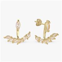 Revere Gold Plated Silver Marquise Jacket Stud Earrings