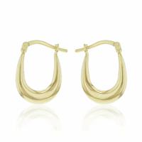 Revere 9ct Gold Bonded Sterling Silver Oval Tapered Creole Earrings