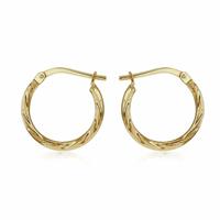 Revere 9ct Gold Bonded Sterling Silver Twisted Creole Earrings