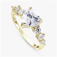 Revere Gold Plated Sterling Silver Heart Fashion Ring- Large
