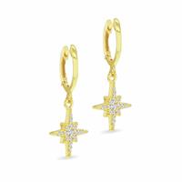 Revere 18ct Gold Plated Sterling Silver North Star Drop Earrings