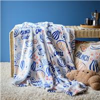 Argos Home Brunch Printed Throw - Blue - 150x125cm
