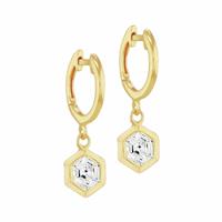 Revere 18ct Gold Plated Sterling Silver Hexagon Huggie Earrings