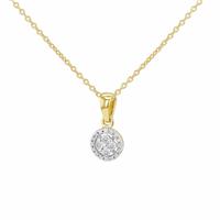 Revere Gold Plated Sterling Silver 0.11ct Diamond Halo Pendant Necklace