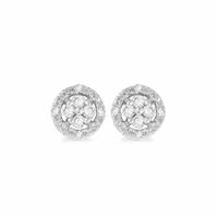 Revere 18ct Gold Plated Sterling Silver Halo Stud Earrings