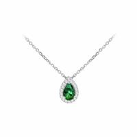 Revere Sterling Silver Teardrop Green Cubic Zirconia Necklace