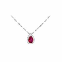 Revere Sterling Silver Teardrop Red Cubic Zirconia Necklace