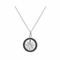 Revere Sterling Silver Rhodium Plated Black Cubic Zirconia Pendant Necklace