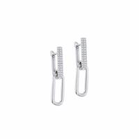 Revere Sterling Silver Rhodium Plated Cubic Zirconia Chain Link Drop Earrings