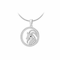 Revere Sterling Silver Rhodium Plated Aries Zodiac Pendant Necklace