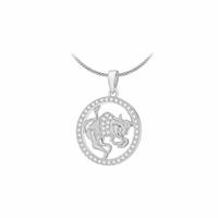 Revere Sterling Silver Rhodium Plated Taurus Zodiac Pendant Necklace