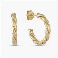 Revere 9ct Gold Plated Sterling Silver Twisted Hoop Earrings